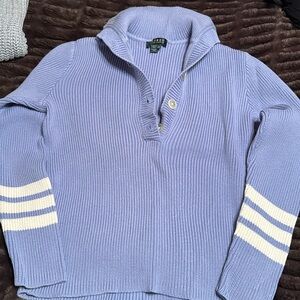 Ralph Lauren Lavender Sweater with Cream Stripes